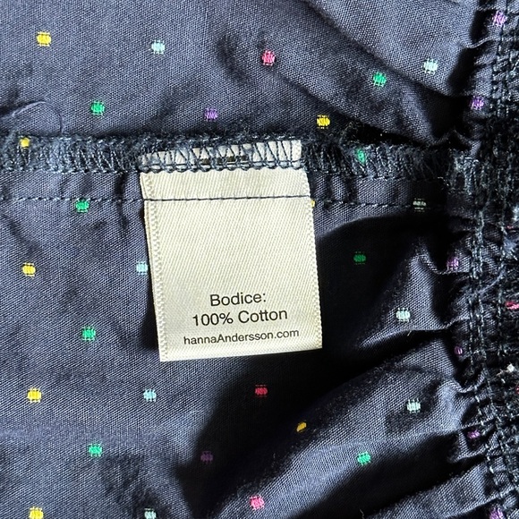 Hanna Andersson navy tiered cotton dress- embroidered dots, size 100 US 4 girls - Picture 7 of 8